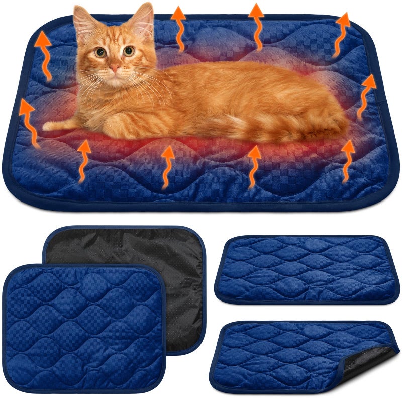 Tujoe 4 Pack Self Warming Cat Mat Self Heating Cat Pad Warm Thermal Pet Bed Washable Dog Crate Pad Body Heat Dog Bed Mat Blanket Non Slip Bottom for Outdoor Indoor Pets - Image 2