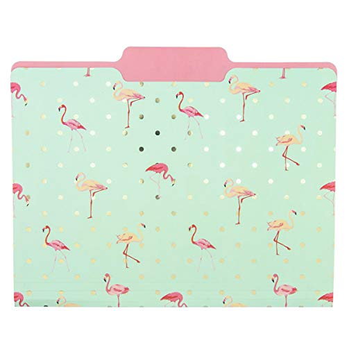 Graphique Flamingo Pink File Folder Set – File Set Includes 9 Folders and 3 Unique Flamingo and Polka Dot Designs, Embellished w/ Gold Foil on Durable Triple-Scored Coated Cardstock, 11.75" x 9.5" - Image 3