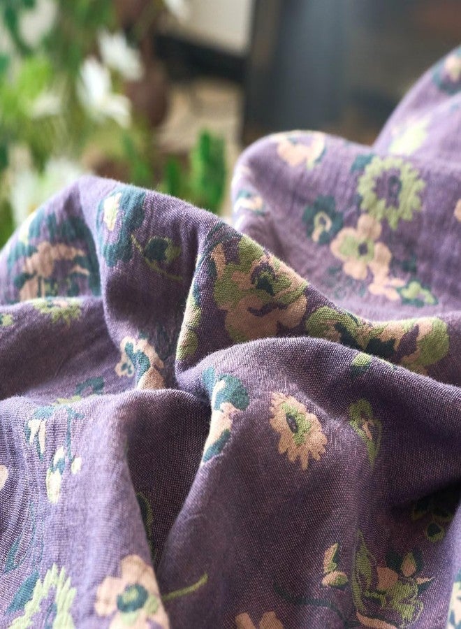 BuLuTu Muslin Duvet Cover Set Twin, 100% Cotton Floral Comforter Cover Linen Like, Soft Breathable Quilt Cover with 2 Pillowcases, 68"x86", Shabby Chic Purple Floral Green Bedding Set - Image 4