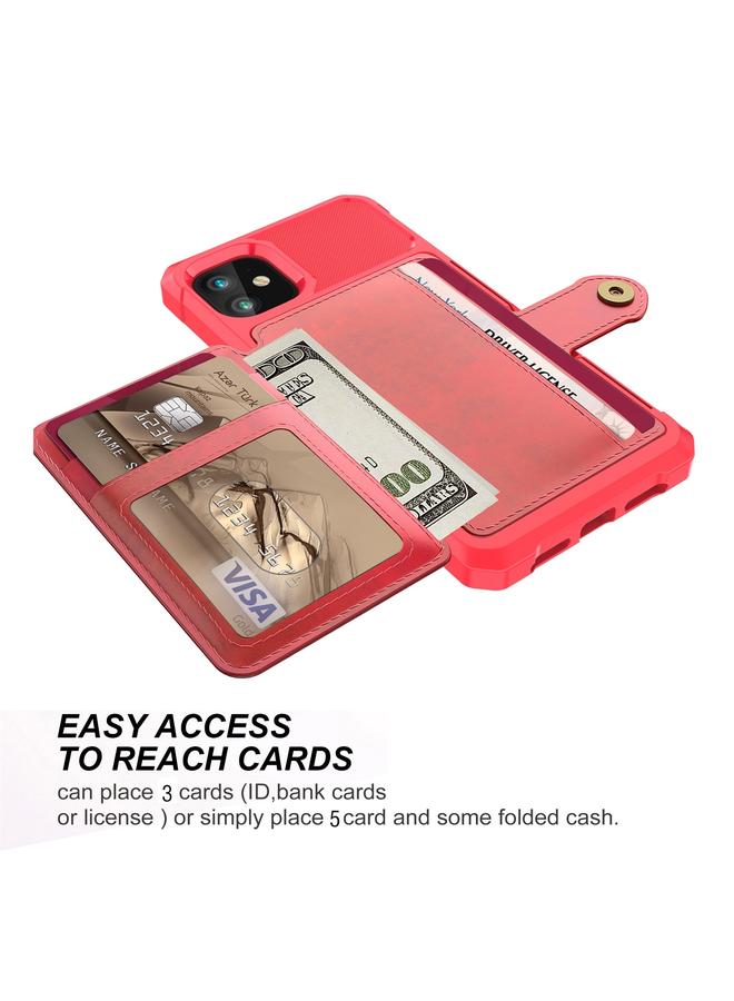 زبون حافظة جلدية لهاتف iPhone 11 مزودة بمحفظة مغناطيسية وحقيبة بطاقات - Image 3