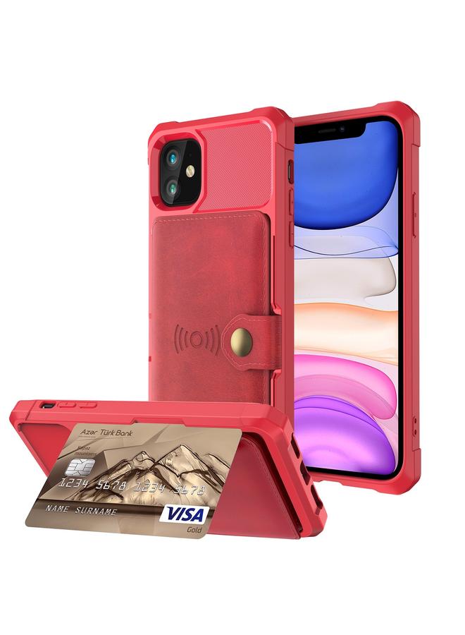زبون حافظة جلدية لهاتف iPhone 11 مزودة بمحفظة مغناطيسية وحقيبة بطاقات - Image 1