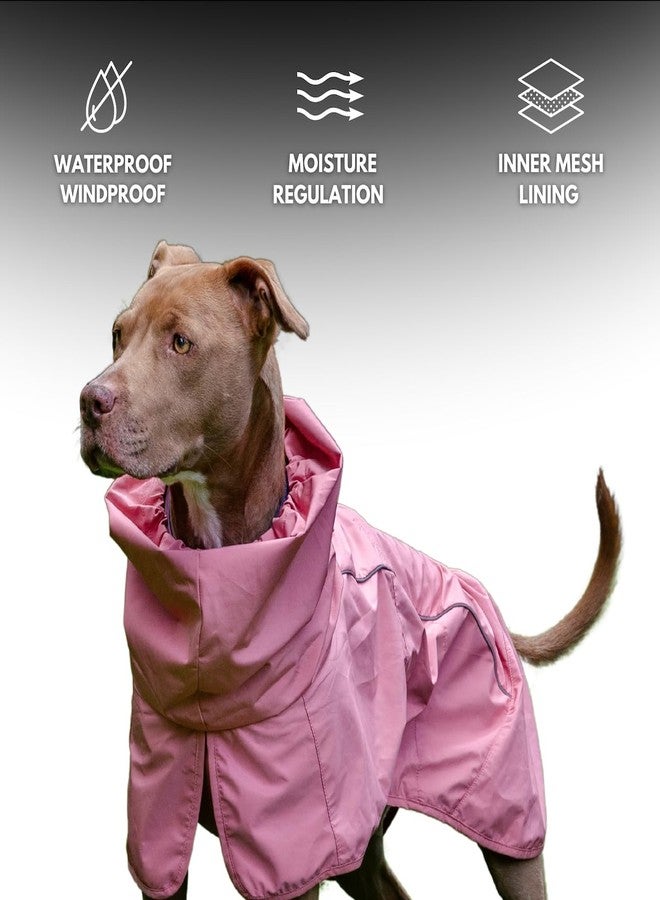 Spark Paws معطف مطري للكلاب من سبارك باوز، مقاوم للماء والرياح، مناسب للكلاب الصغيرة والمتوسطة والكبيرة والكبيرة جدًا، بدلة جافة عاكسة للضوء وجيدة التهوية تغطي كامل الجسم - لون وردي بحري، مقاس 3XL - Image 4