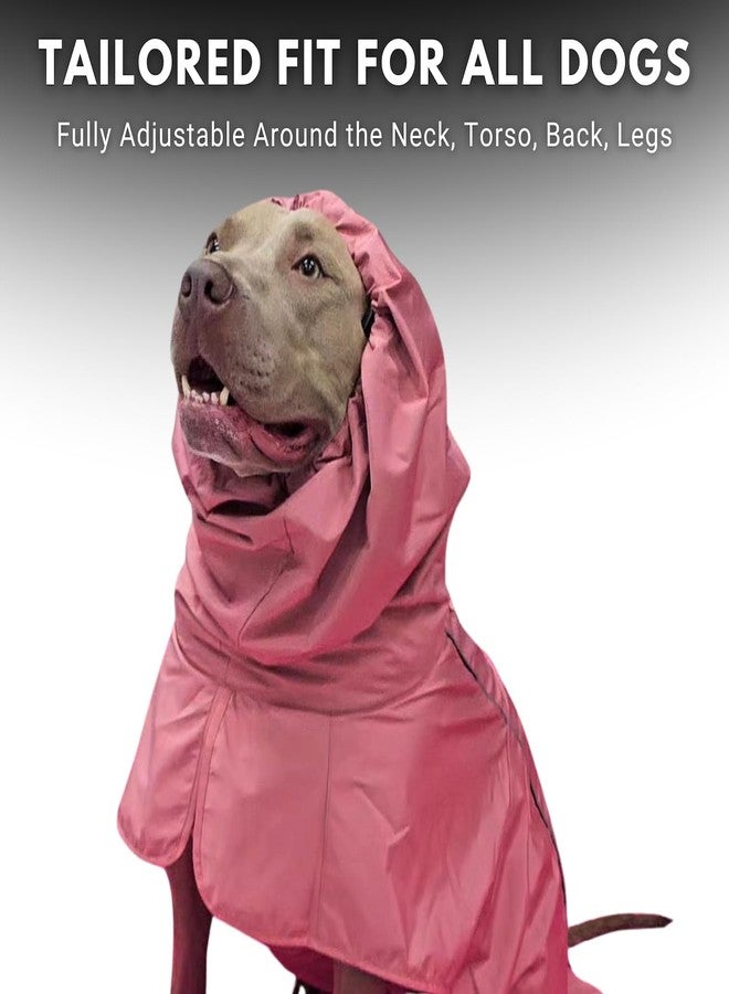 Spark Paws معطف مطري للكلاب من سبارك باوز، مقاوم للماء والرياح، مناسب للكلاب الصغيرة والمتوسطة والكبيرة والكبيرة جدًا، بدلة جافة عاكسة للضوء وجيدة التهوية تغطي كامل الجسم - لون وردي بحري، مقاس 3XL - Image 5