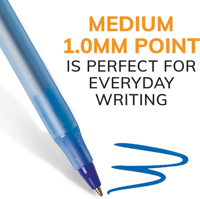 BIC Round Stic Xtra Life Blue Ballpoint Pens, Medium Point (1.0mm), 10-Count Pack of Bulk Pens, Flexible Round Barrel for Writing Comfort, No. 1 Selling Ballpoint Pens - Image 2