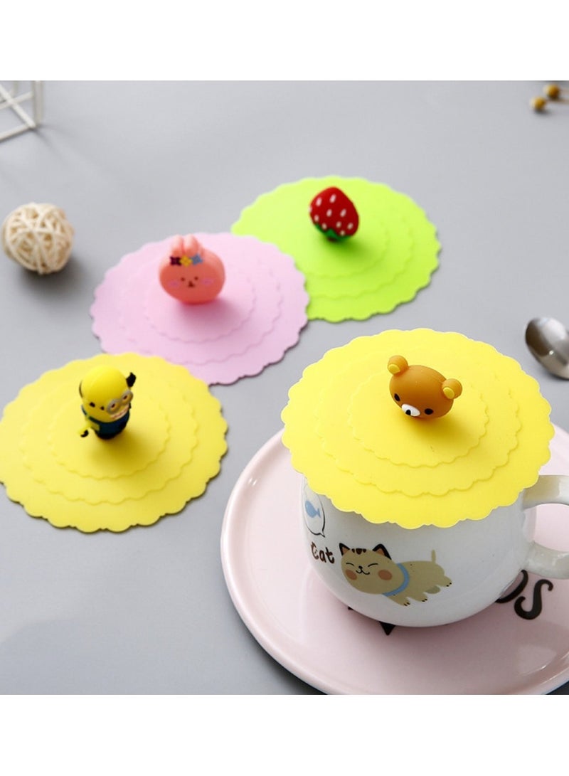 4 pieces Colorful Silicone Mug Covers - Reusable, Child-Safe, Dustproof Adorable Cup Lids - Image 1