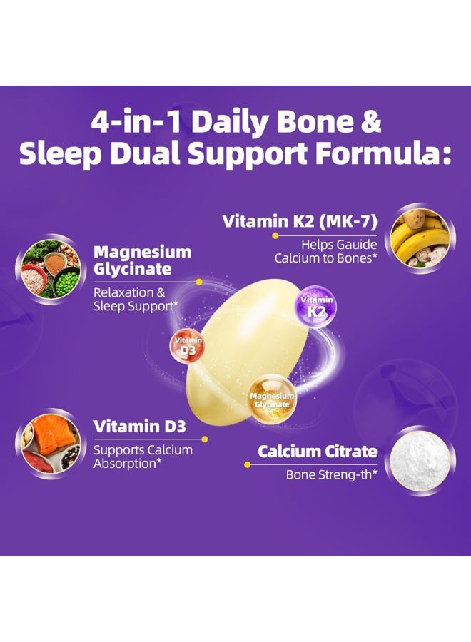 Alliwise High Absorption Magnesium Glycinate 400mg Softgels Supplement, 400 mg Elemental Magnesium with 100mg Calcium - Highly Bioavailable - with Vitamin D3 & K2, for Sleep, Mood, Brain Support - Image 2