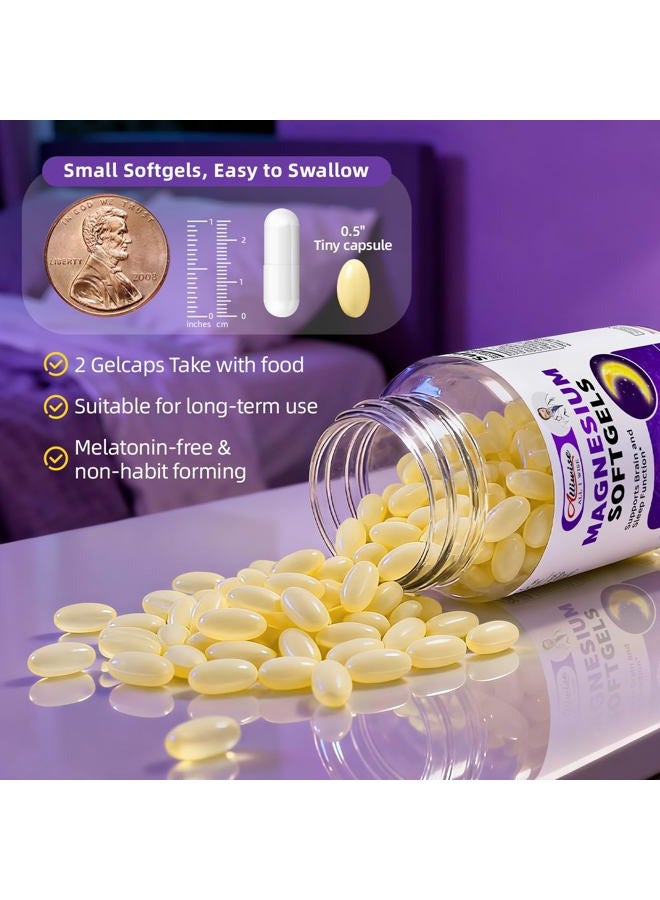 Alliwise High Absorption Magnesium Glycinate 400mg Softgels Supplement, 400 mg Elemental Magnesium with 100mg Calcium - Highly Bioavailable - with Vitamin D3 & K2, for Sleep, Mood, Brain Support - Image 3