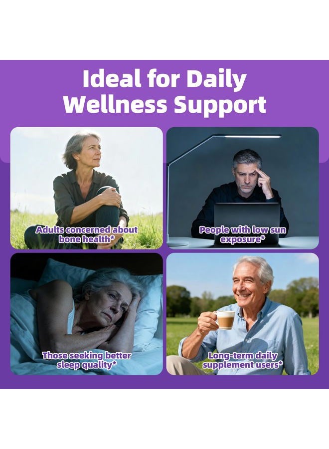 Alliwise High Absorption Magnesium Glycinate 400mg Softgels Supplement, 400 mg Elemental Magnesium with 100mg Calcium - Highly Bioavailable - with Vitamin D3 & K2, for Sleep, Mood, Brain Support - Image 4