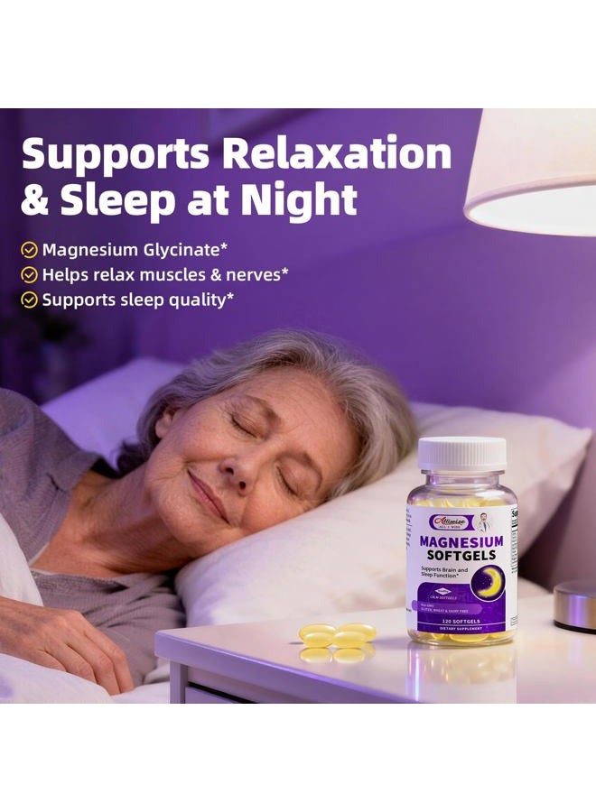 Alliwise High Absorption Magnesium Glycinate 400mg Softgels Supplement, 400 mg Elemental Magnesium with 100mg Calcium - Highly Bioavailable - with Vitamin D3 & K2, for Sleep, Mood, Brain Support - Image 5