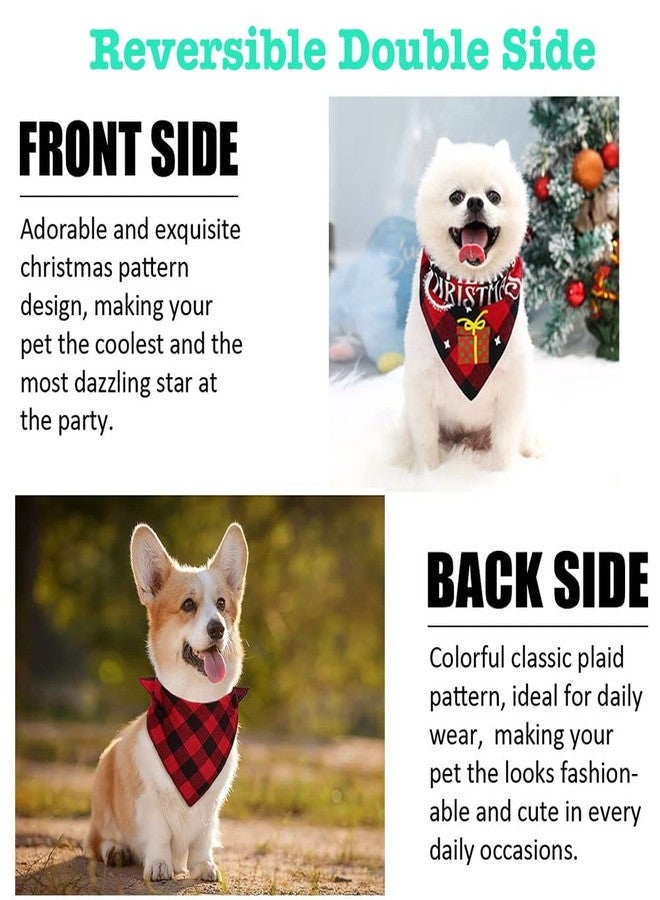 SLAUNT 2 Pack Dog Bandanas Christmas Classic Plaid Reversible Dog Bandana Pet Scarf Triangle Bibs for Small Medium Large Dogs Puppy and Cats Thanksgiving Day Christmas Holiday Accessories - Image 3