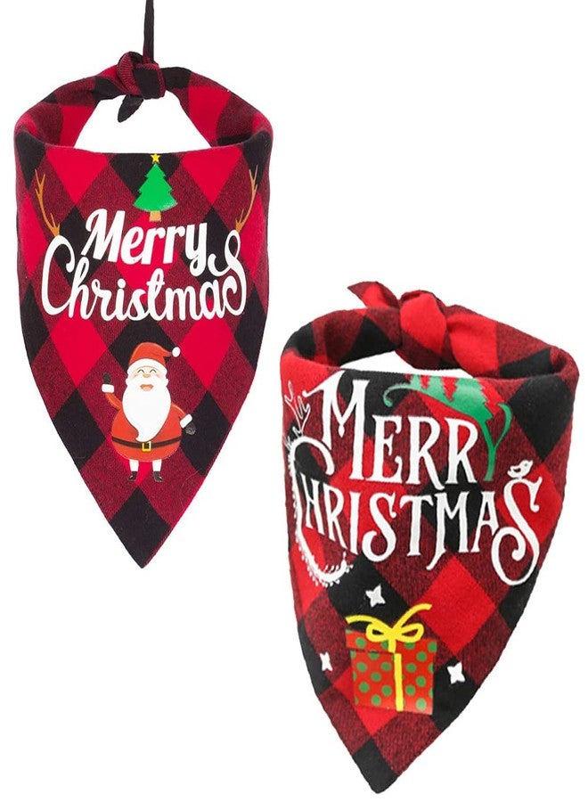 SLAUNT 2 Pack Dog Bandanas Christmas Classic Plaid Reversible Dog Bandana Pet Scarf Triangle Bibs for Small Medium Large Dogs Puppy and Cats Thanksgiving Day Christmas Holiday Accessories - Image 1
