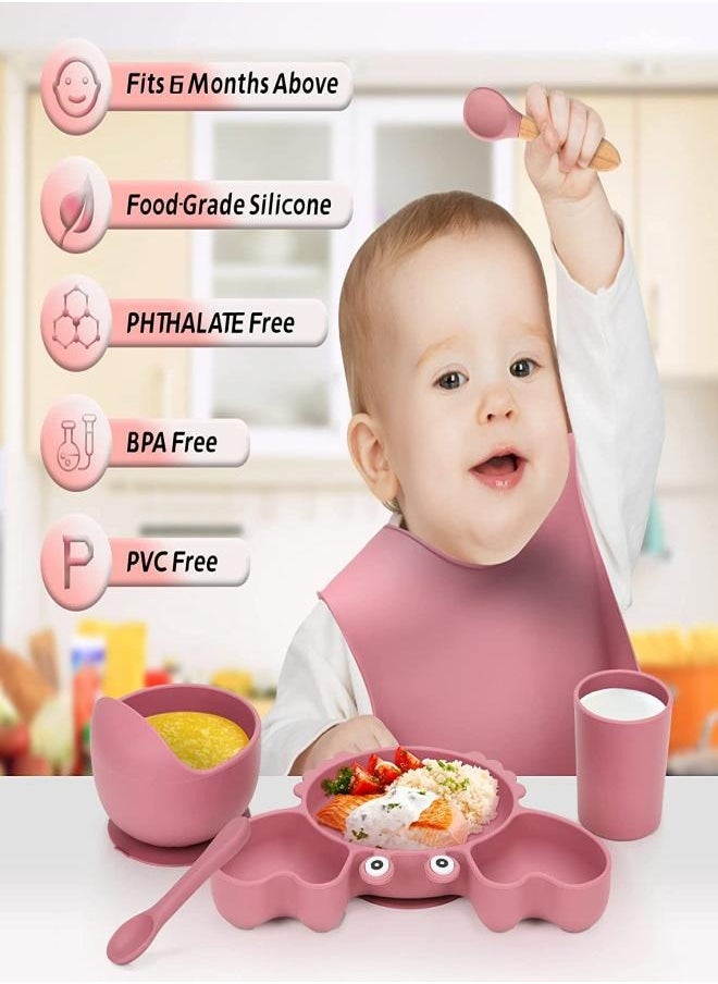iMissiu - Silicone Baby Feeding Set, 10Pcs Baby Led Weaning Utensils Set Includes Suction Bowl and Plate, Baby Spoon and Fork, Sippy Cup with Straw and Lid, Baby Feeding Supplies - Image 1