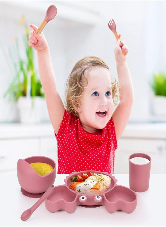 iMissiu - Silicone Baby Feeding Set, 10Pcs Baby Led Weaning Utensils Set Includes Suction Bowl and Plate, Baby Spoon and Fork, Sippy Cup with Straw and Lid, Baby Feeding Supplies - Image 1