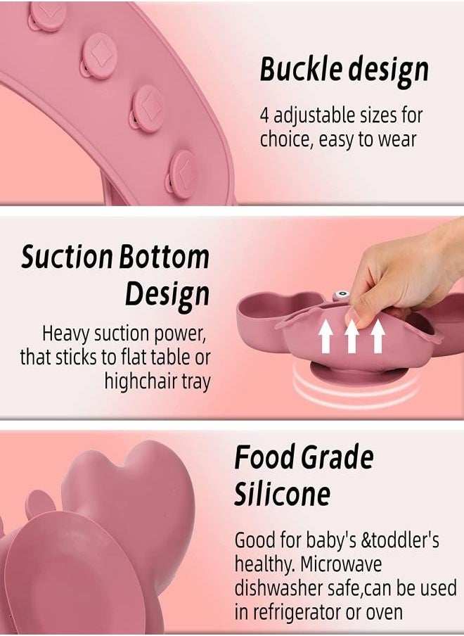 iMissiu - Silicone Baby Feeding Set, 10Pcs Baby Led Weaning Utensils Set Includes Suction Bowl and Plate, Baby Spoon and Fork, Sippy Cup with Straw and Lid, Baby Feeding Supplies - Image 1