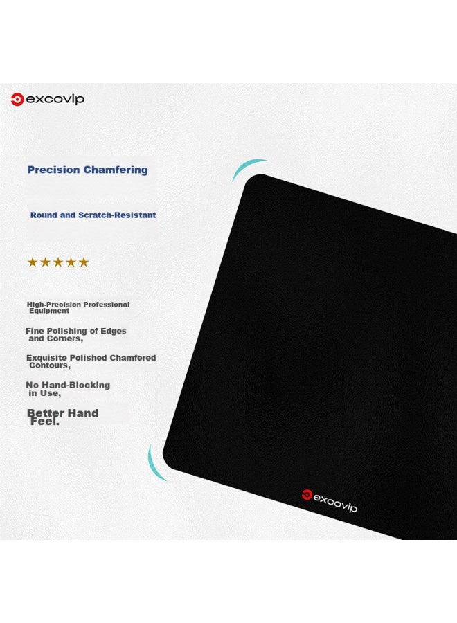 Exco Glass Mouse Pad, Professional E-sports Gaming Photovoltaic Mouse Pad, Hard Solid Color Desk Mat, Computer Office Laptop Medium Large Size 300*260mm, Black 0116 - Image 2