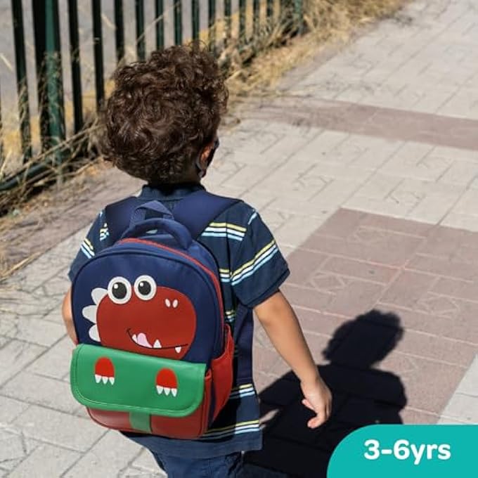 rayihni The MOON Brand Preschool Backpack for Kids Ages 36  Fun 3D Design Comfortable Padded Straps LightweightWaterproof Perfect for Lunch  SnacksTravel Toddler Boys  GirlsDino - Image 2