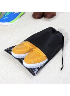 Generic BUYGOO 12PCS Travel Shoe Bags Waterproof Non-Woven Storage With Rope for Men and Women Large Shoes Pouch Packing Organizers(Black)  - Image 2