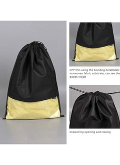 Generic BUYGOO 12PCS Travel Shoe Bags Waterproof Non-Woven Storage With Rope for Men and Women Large Shoes Pouch Packing Organizers(Black)  - Image 3