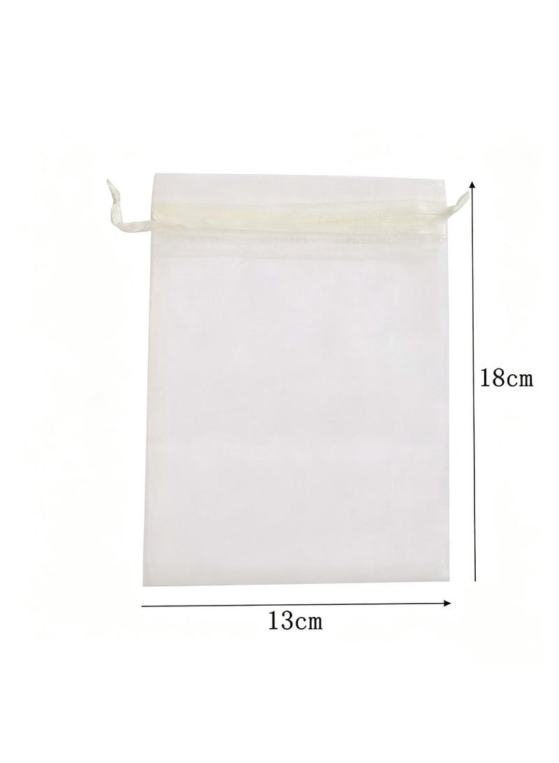 HPRT Organza Bags 50 Pcs, Drawstring Gift Bags with Satin Double Cords, Mesh Bags for Jewelry, Candy, Chocolate, Party Favors and Small Item Storage (Beige, 13 × 18 cm) - Image 2