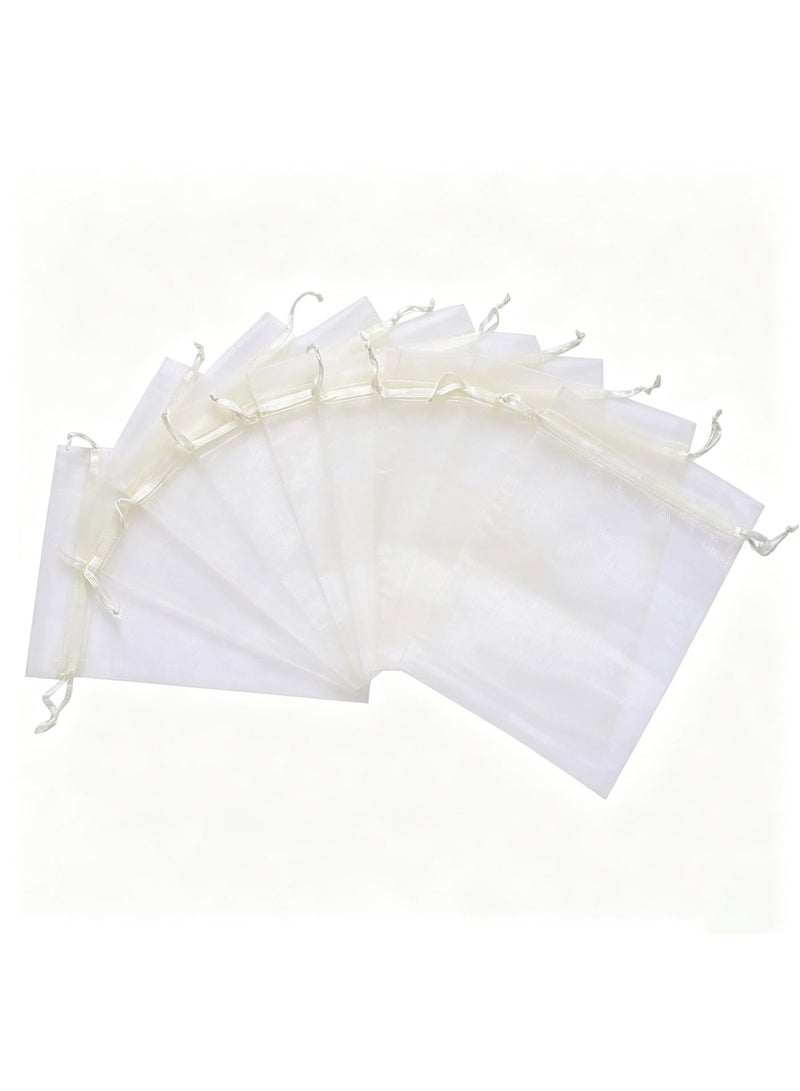 HPRT Organza Bags 50 Pcs, Drawstring Gift Bags with Satin Double Cords, Mesh Bags for Jewelry, Candy, Chocolate, Party Favors and Small Item Storage (Beige, 13 × 18 cm) - Image 3