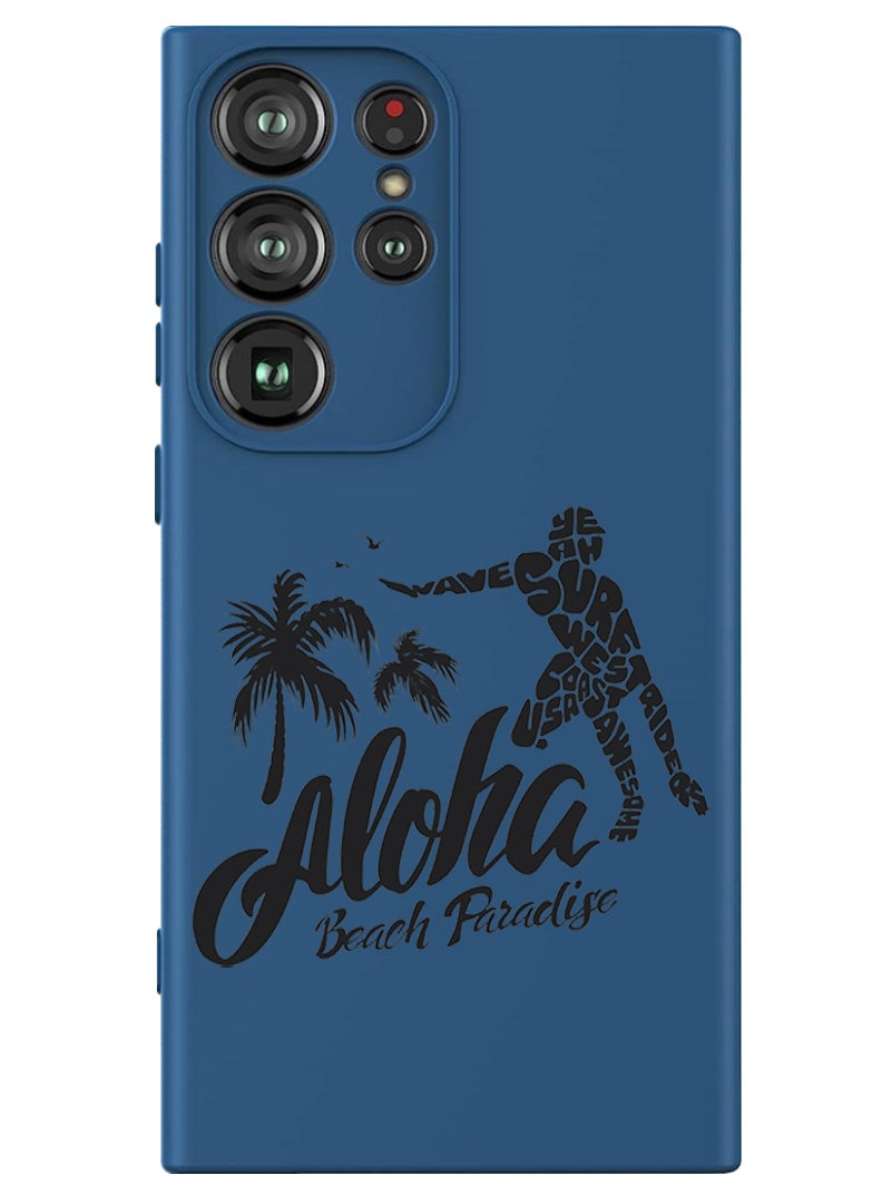 Theodor Protective Slim Fit Case Liquid Silicone Cover with Full Body Protection Anti-Scratch Shockproof Case For Samsung Galaxy S24 Ultra (Blue) - Aloha Beach Paradise Black - Image 1