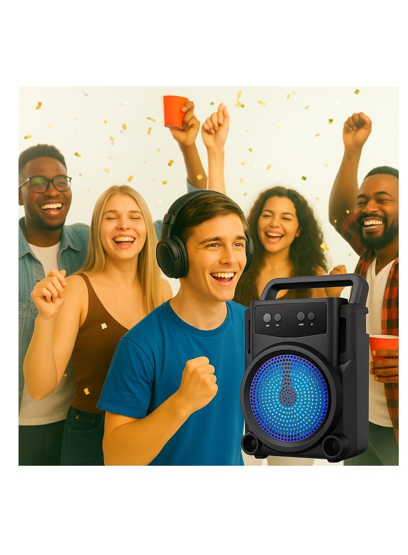 سبيكر بلوتوث محمول صغير موديل 1360 بإضاءة LED وصوت ستيريو قوي – أسود - Image 1