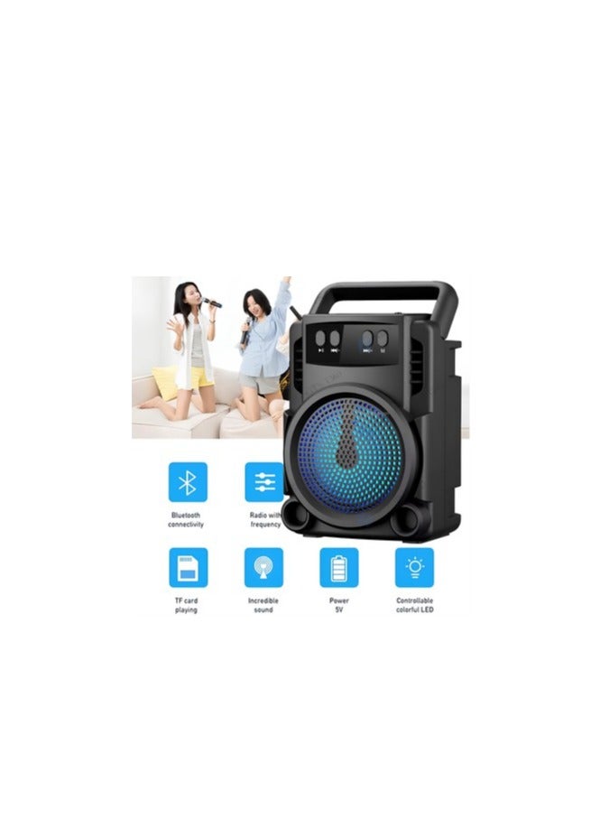سبيكر بلوتوث محمول صغير موديل 1360 بإضاءة LED وصوت ستيريو قوي – أسود - Image 3
