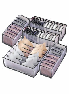 Underwear Drawer Organizer Set, Includes 6/7/7/11/11 Cell Collapsible Closet Compartments