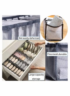 KASTWAVE Underwear Drawer Organizer Set, Includes 6/7/7/11/11 Cell Collapsible Closet Compartments  - Image 3