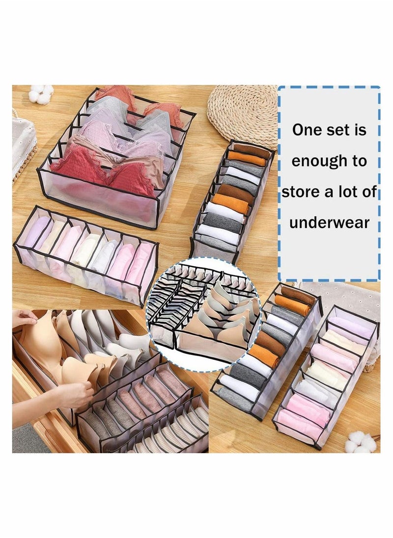 KASTWAVE - Underwear Drawer Organizer Set, Includes 6/7/7/11/11 Cell Collapsible Closet Compartments - Image 1