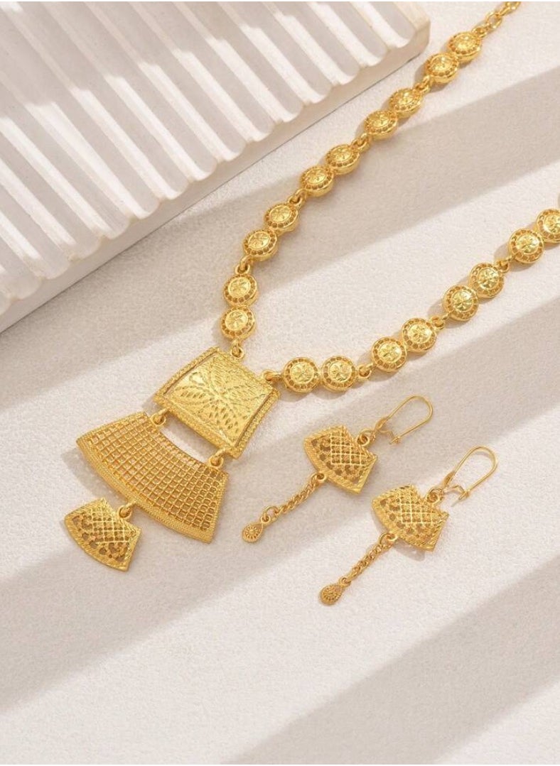 GOLDMAX 21k Gold Plated Necklace & Earrings Jewelry Set For Women  - Image 2