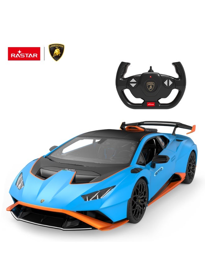 Rastar Lamborghini Huracán STO RC Car , Blue/Orange, 1:14 Scale - Image 1