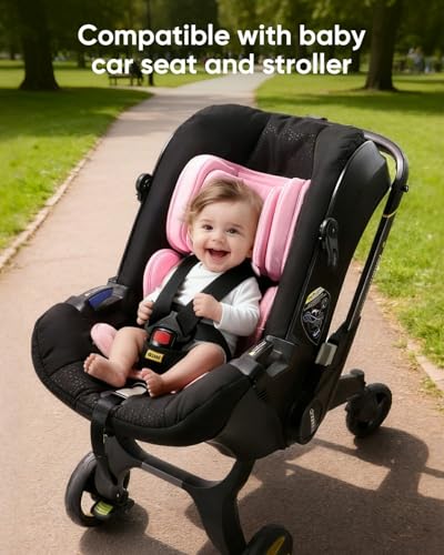 TinlyFinly Infant Insert Compatible with Doona Graco Britax Chicco Evenflo Car Seat Adjustable Baby Head Body Support Cushion for Newborn to Toddler Fits Infant Car Seat and Stroller Pink - Image 3