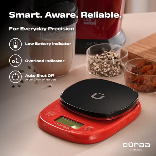Cüraa Weight Machine for Kitchen with Measuring Spoons | Food Weighing Scale for Health, Fitness, Home Baking & Cooking | Digital Kitchen Scale with Bright LCD, Tare Function - Image 4