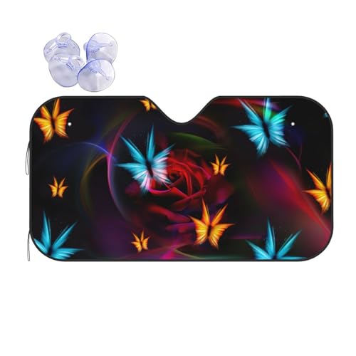 FREEHOTU Beautiful Burning Butterfly Flowers Windshield Sunshade for Car SUV Truck Foldable Uv Ray Reflector Front Window Sun Shade Visor Shield Cover - Image 1
