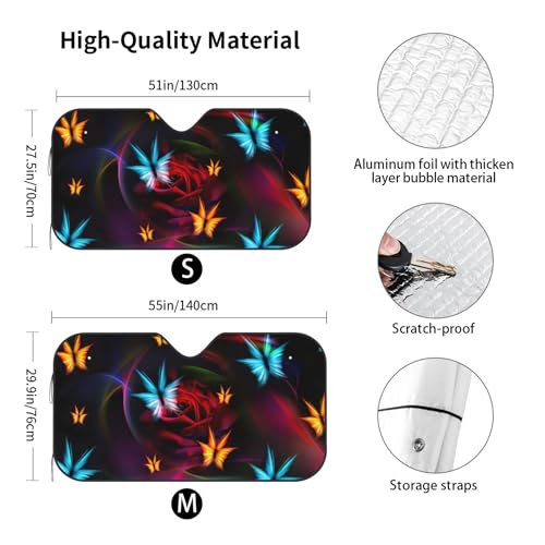 FREEHOTU Beautiful Burning Butterfly Flowers Windshield Sunshade for Car SUV Truck Foldable Uv Ray Reflector Front Window Sun Shade Visor Shield Cover - Image 3