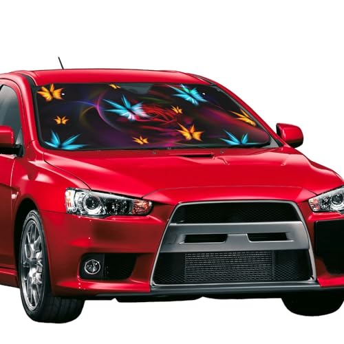 FREEHOTU Beautiful Burning Butterfly Flowers Windshield Sunshade for Car SUV Truck Foldable Uv Ray Reflector Front Window Sun Shade Visor Shield Cover - Image 2