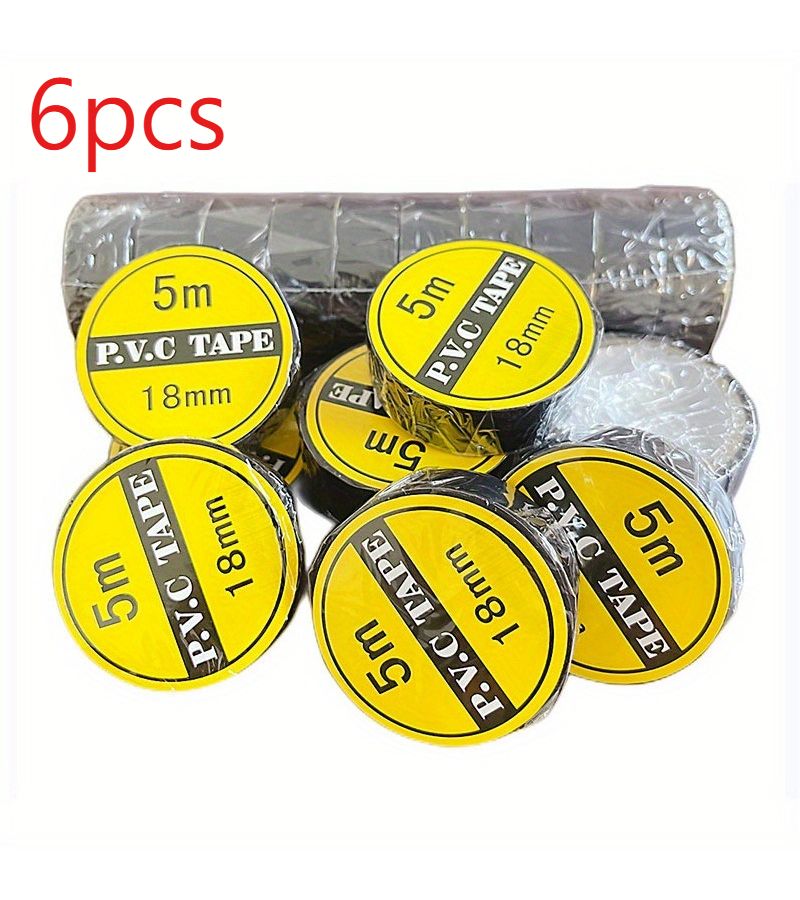 6 Rolls Electrical Tape High Temperature Black Insulating Strong Flexible For Cabling Automotive Machinery - Image 1