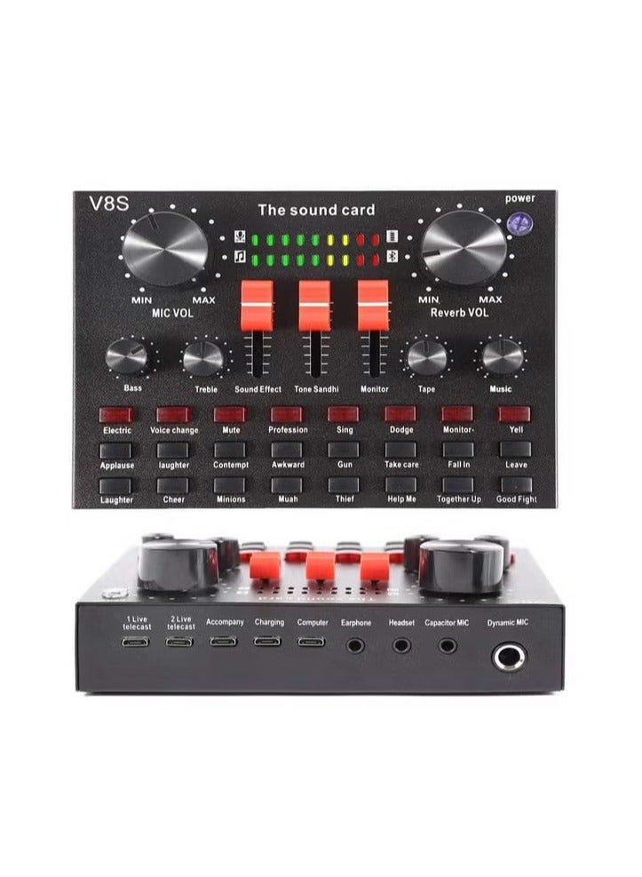 RaboS جهاز مزج الصوت المحمول V8s، بطاقة صوتية حية لتسجيل الموسيقى والبث الغنائي - Image 1