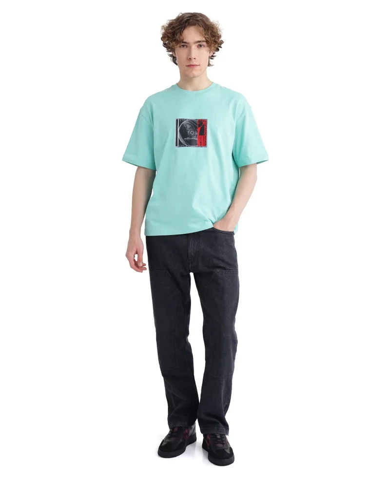 Rare Rabbit Men's Graphic Print Crew Neck T-Shirt