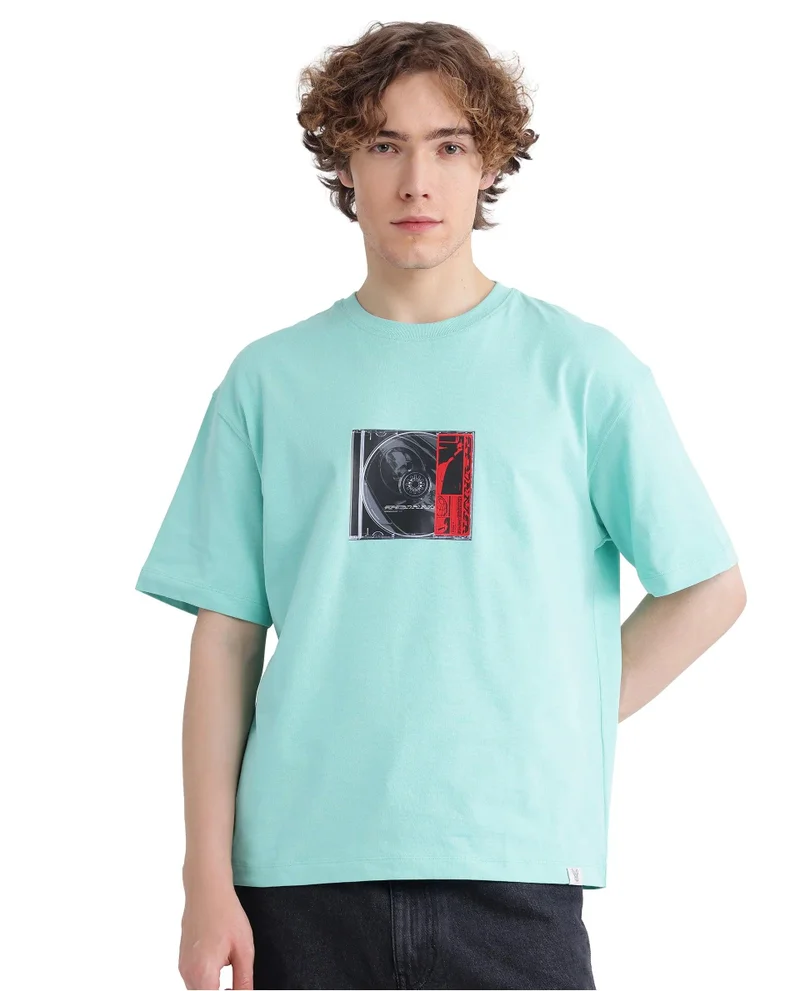 Rare Rabbit Men's Graphic Print Crew Neck T-Shirt