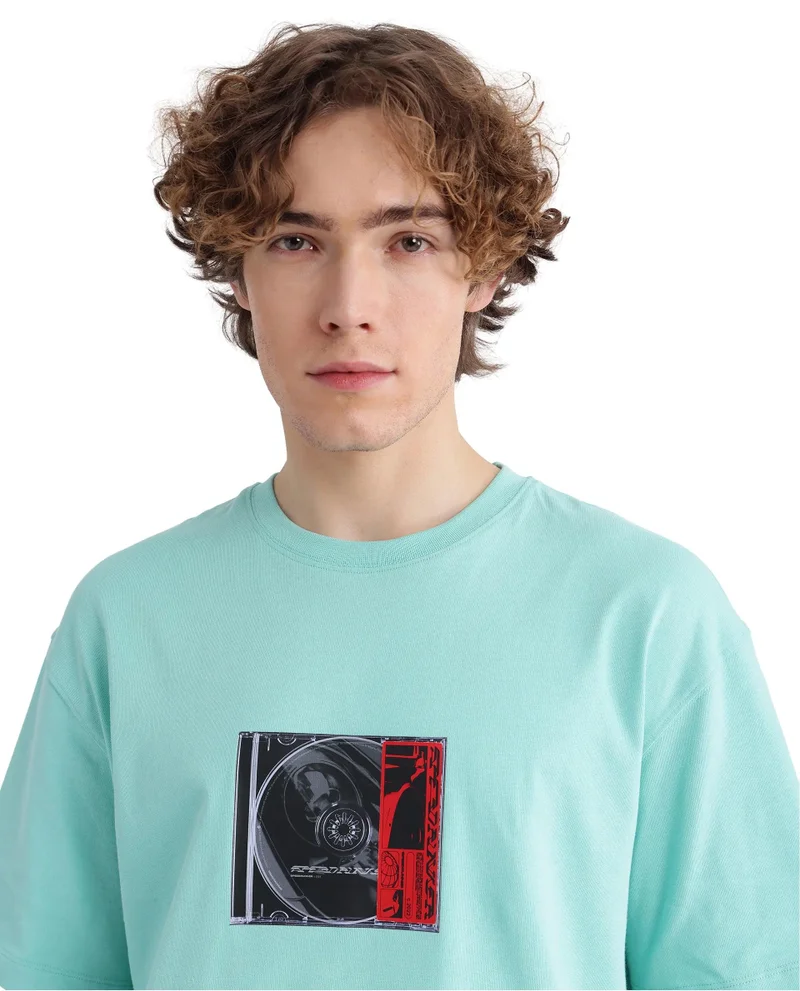 Rare Rabbit Men's Graphic Print Crew Neck T-Shirt