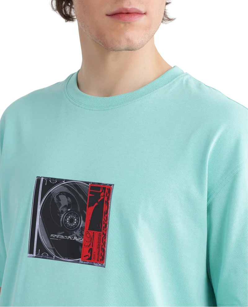 Rare Rabbit Men's Graphic Print Crew Neck T-Shirt