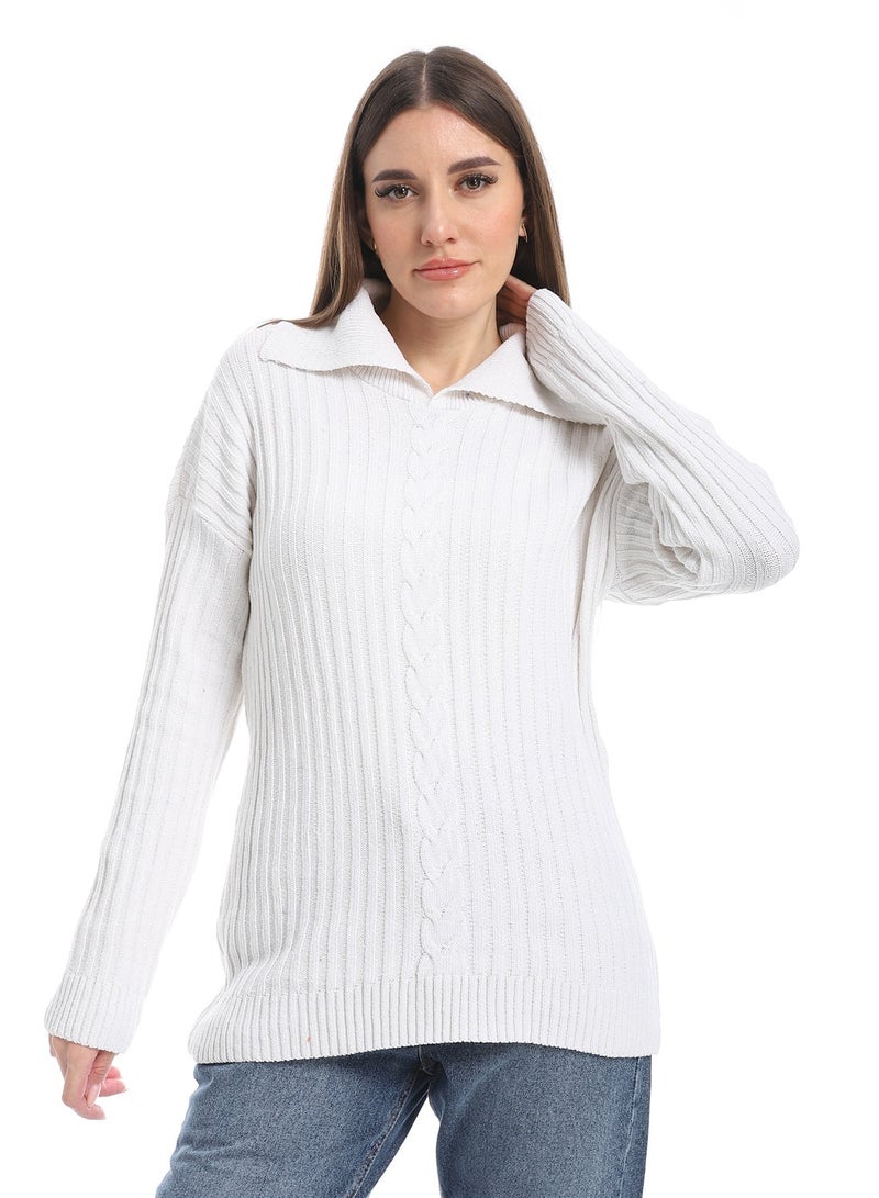 سيزار بلوفر صوف حريمي سادة بياقه وتصميمات متعددة - Image 1