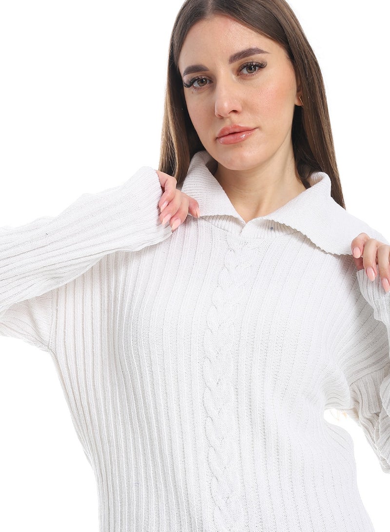 سيزار بلوفر صوف حريمي سادة بياقه وتصميمات متعددة - Image 3