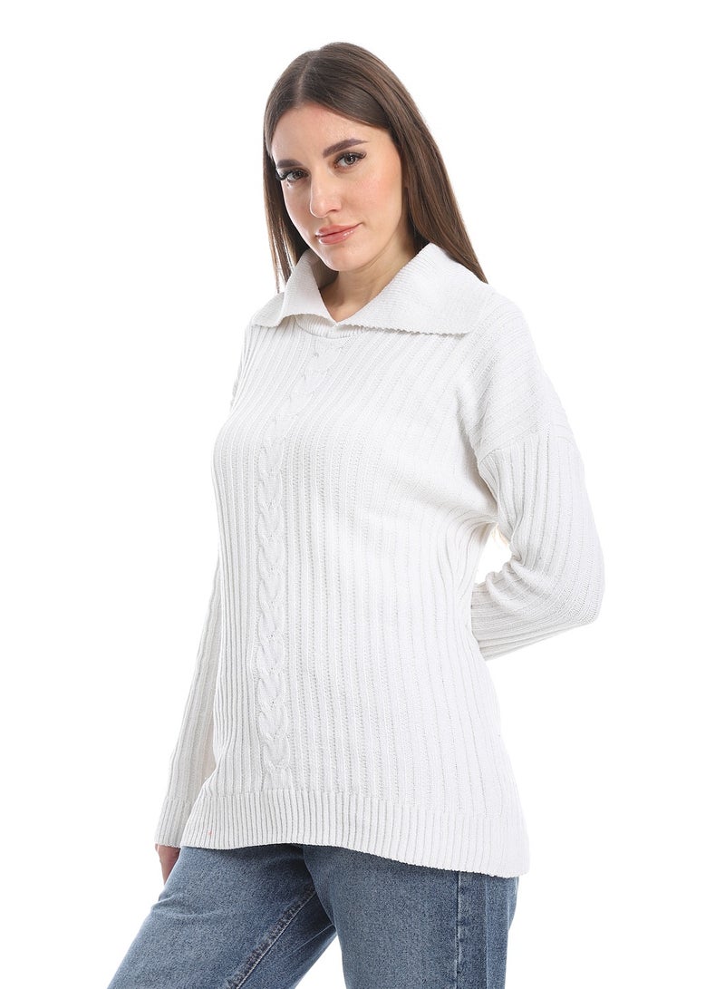 سيزار بلوفر صوف حريمي سادة بياقه وتصميمات متعددة - Image 2