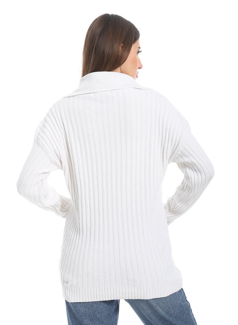 سيزار بلوفر صوف حريمي سادة بياقه وتصميمات متعددة - Image 5