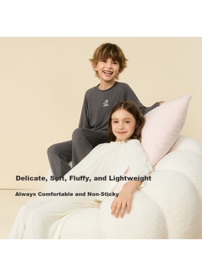 Aimer Kids Boys' Antibacterial And Anti-mite Pajama Set, Thin Dark Gray, Size 120 - Image 1