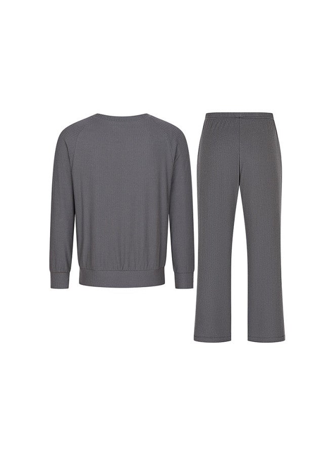 Aimer Kids Boys' Antibacterial And Anti-mite Pajama Set, Thin Dark Gray, Size 120 - Image 4
