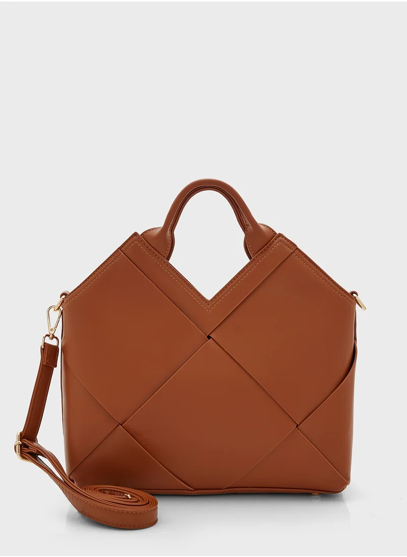 ايلا Weave Satchel Bag With Long Strap